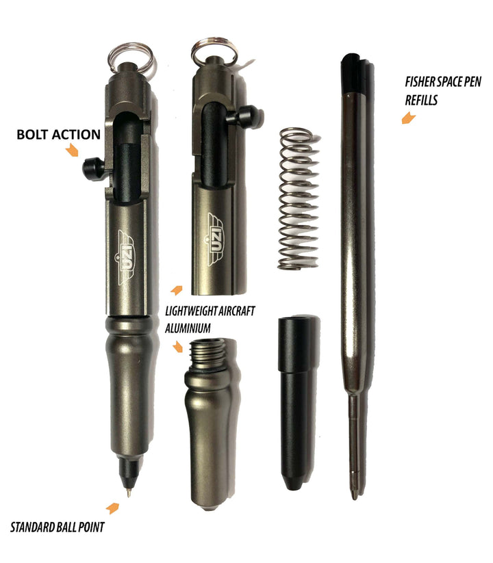 UZI Bolt Action Tactical Pen - Gun Metal