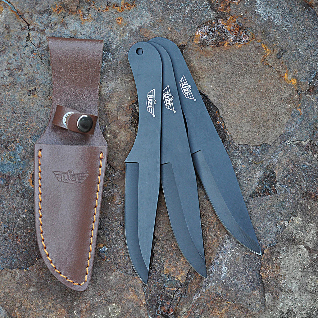 3 Pack Throwing Knives with Leather Sheath