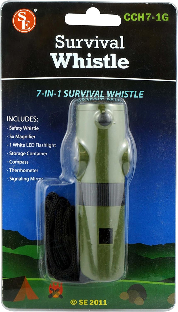 7-in-1 Survival Whistle with LED Light