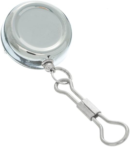 Retractable Pin-On Chrome Plated Pull Reel Key Chain ID Holder