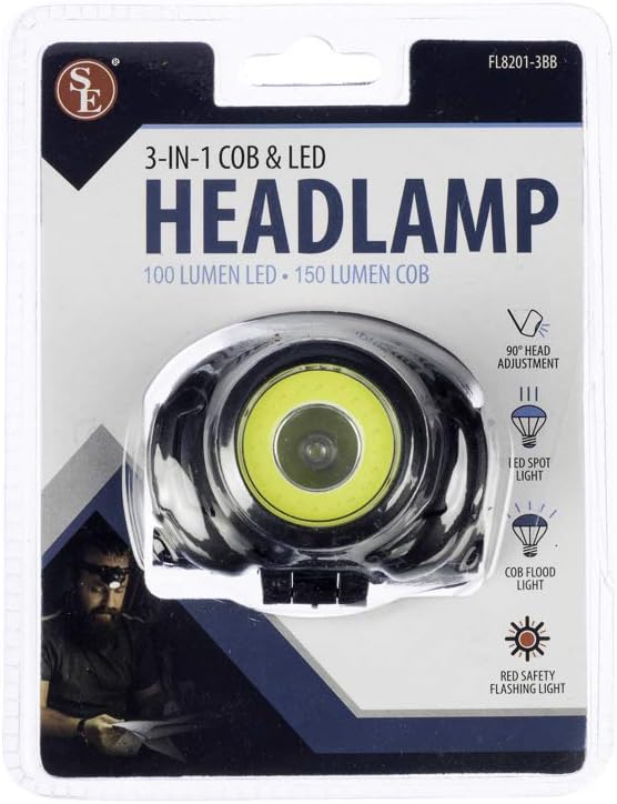 3-in-1 COB and LED Headlamp with Adjustable Headband
