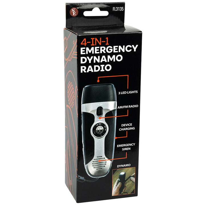 4-IN-1 Emergency Dynamo AM/FM Radio with USB Charging