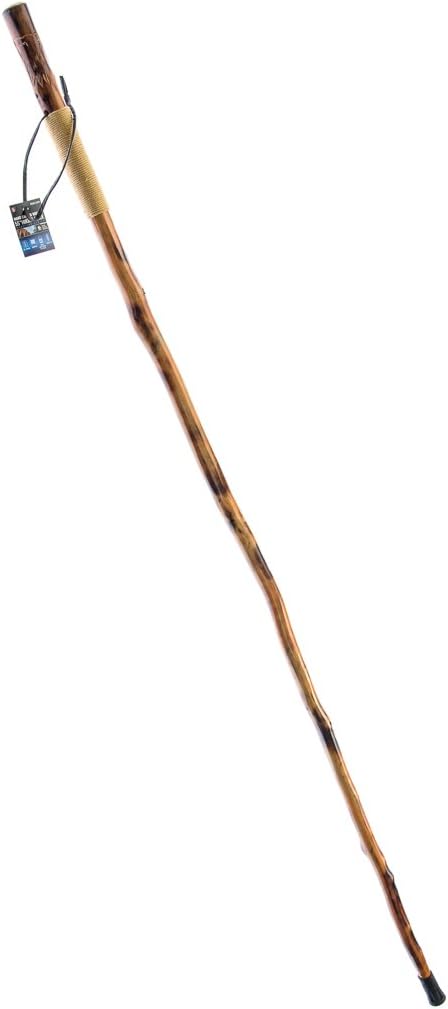 55" Wolf Rope Wrapped Hiking Stick w/ Spike Tip