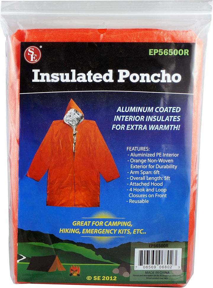 Aluminum Coated Non Woven Insulated Orange Poncho