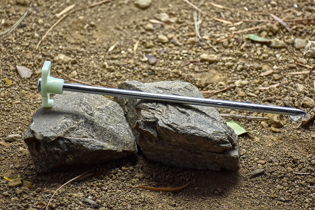 10.1/2" Metal Tent Pegs With Glow-in-the-Dark Stopper