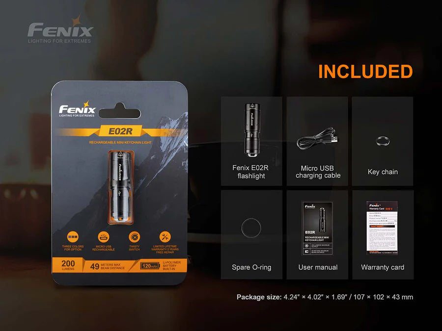 Fenix E02R Rechargeable EDC Flashlight - Brown