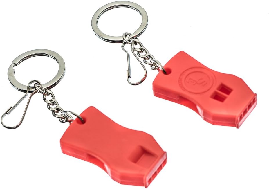 2 Piece Plastic Raptor Whistle with Key Chain & Zipper Ring