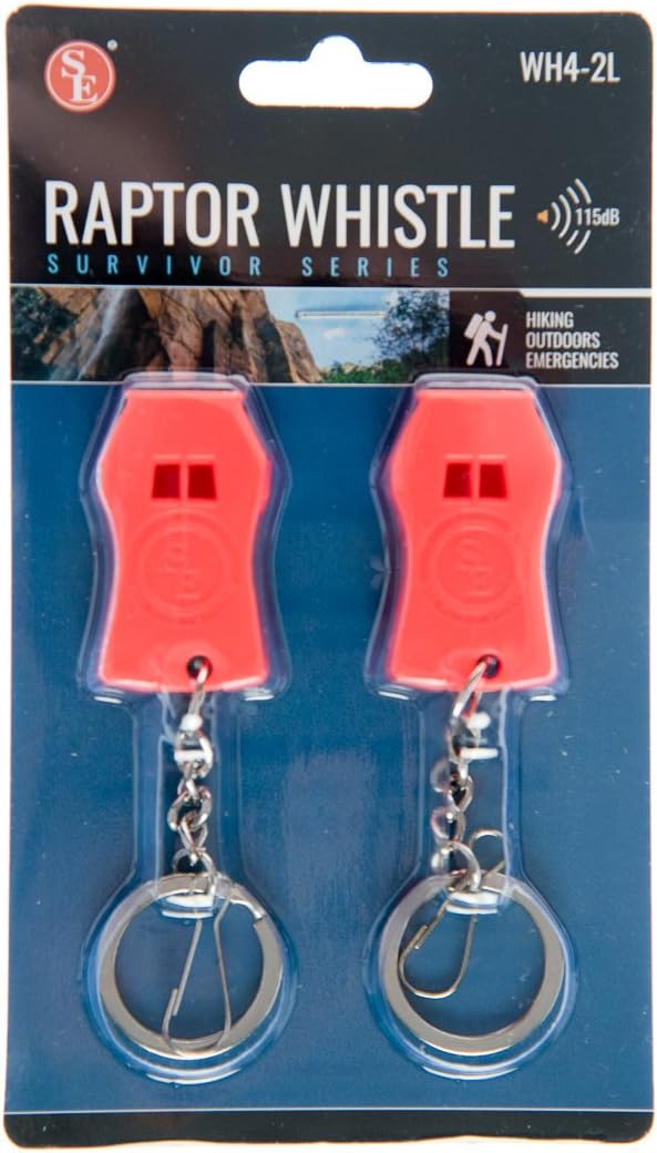2 Piece Plastic Raptor Whistle with Key Chain & Zipper Ring
