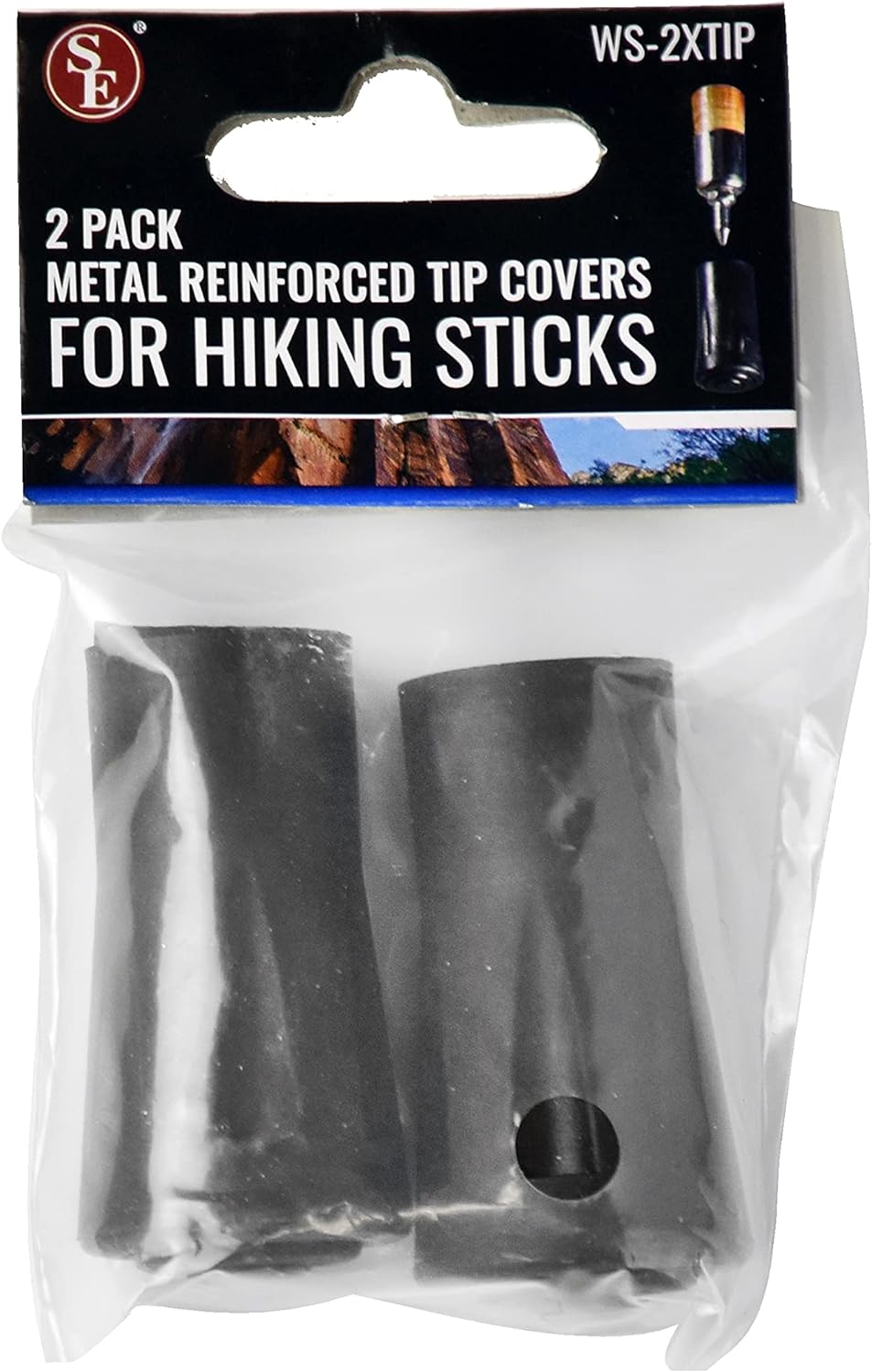 2 Piece Metal Reinforced Rubber Tips For Walking Sticks