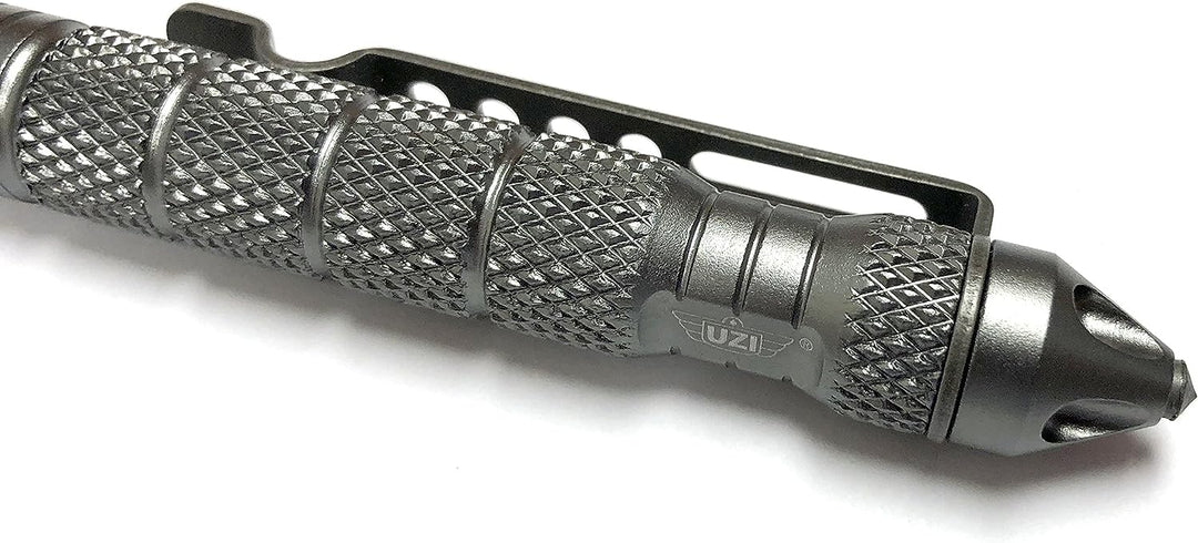 Uzi Tactical Pen - Aircraft Aluminum Tactical Pen Multi-Tool Survival Tool, Real Ballpoint Pen - Gun Metal