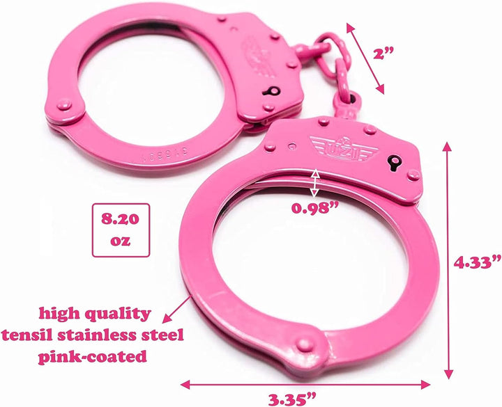 UZI Stainless Steel Handcuff with Two Keys, Pink