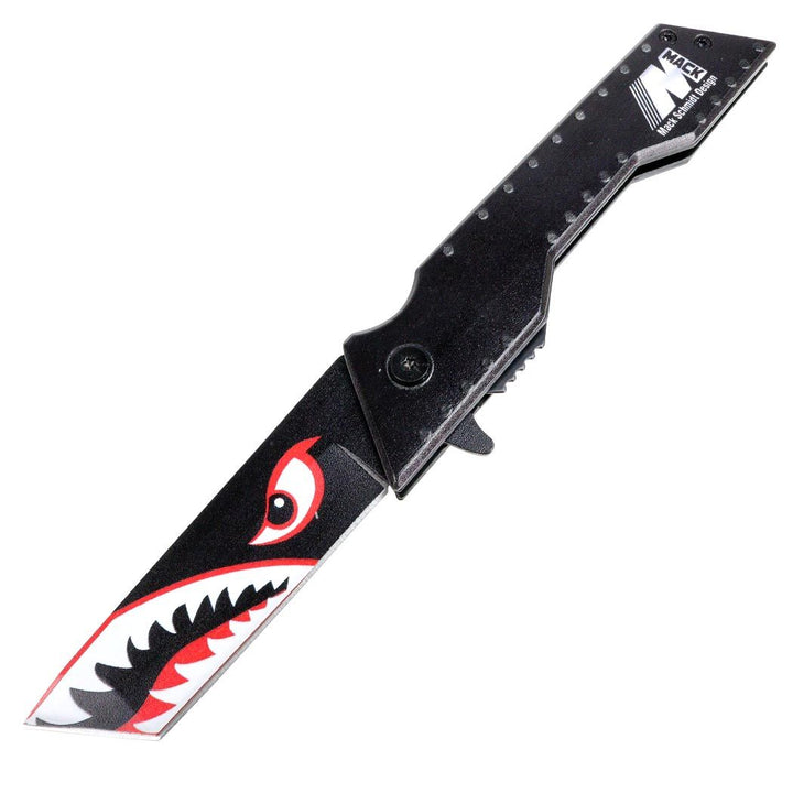 8" Spring Assisted Folding Knife All Black Stainless Steel Angry Knife